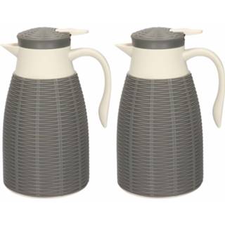 👉 Koffiekan grijze 6x rotan koffiekan/theekan 1 liter