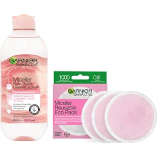 👉 Make-up remover rose vrouwen Garnier Makeup Eco Pads and Micellar Water Duo Set