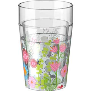 👉 Multicolor kunststof One Size meerkleurig Haba glitterbeker Bloemen 340 ml 4010168252544