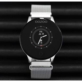 👉 Smartwatch zilverkleurig zwart staal One Size no color OOZOO Q00116 Mesh zilverkleurig-zwart Hartslagmeter 43 mm 8719929020076