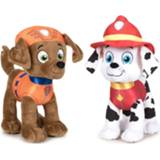 👉 Knuffel multi polyester kinderen Paw Patrol knuffels set van 2x karakters Zuma en Marshall 27 cm