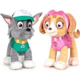 👉 Knuffel multi polyester kinderen Paw Patrol knuffels set van 2x karakters Rocky en Skye 27 cm