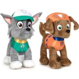 👉 Knuffel multi polyester kinderen Paw Patrol knuffels set van 2x karakters Rocky en Zuma 27 cm