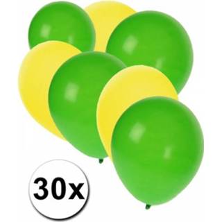 👉 Ballon geel groen multi kunststof Feestartikelen 30x Ballonnen geel/groen