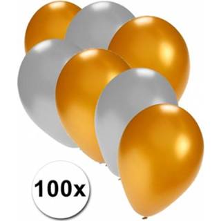 👉 Zilveren ballon multi gouden kunststof 50 en ballonnen