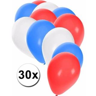 👉 Ballon rood wit blauw multi kunststof Feest ballonnen rood/wit/blauw 30 stuks