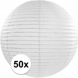 👉 Lampion wit papier 50x kleurige bol versiering 35 cm
