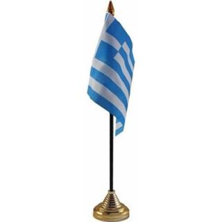 Vlag multi polyester Griekenland staande mini 10 x 15 cm