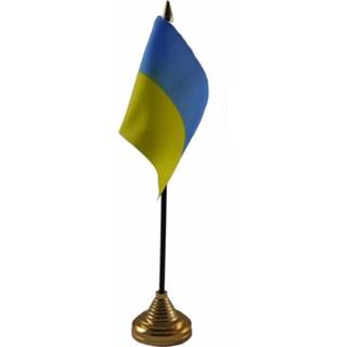 👉 Vlag multi polyester Oekraine staande mini 10 x 15 cm