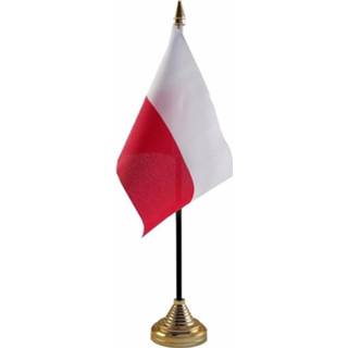 Vlag multi polyester Polen staande mini 10 x 15 cm