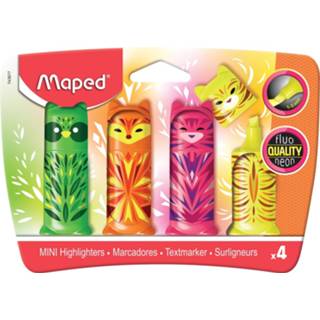 👉 Markeerstift Maped Fluo'Peps Mini friends, etui van 4 stuks 3154147436776