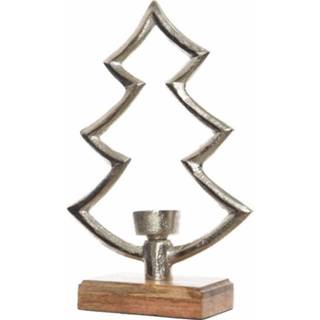 👉 Kaarsenhouder zilver in kerstboom vorm 29 cm