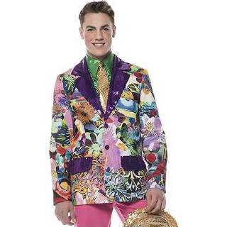 👉 Colbert paarse multi synthetisch mannen party met print