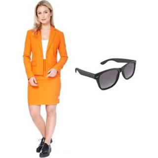 👉 Zonnebril oranje vrouwen Feestartikelen kostuum met gratis voor dames