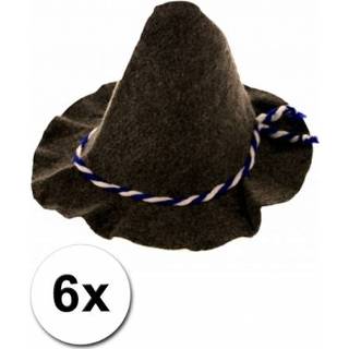 👉 Oktoberfest hoed blauw wit grijs touw polyester volwassenen 6 hoedjes met en