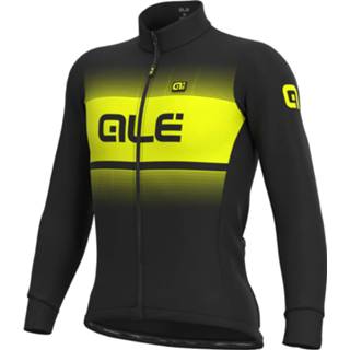 👉 M mannen Black Yellow Alé Solid Blend Winter fietstrui - Fietstruien 8055528318023