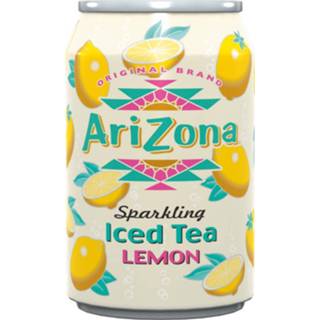 👉 IJsthee donkergroen blik Arizona Sparkling Green Tea Peach, van 33 cl, pak 12 stuks