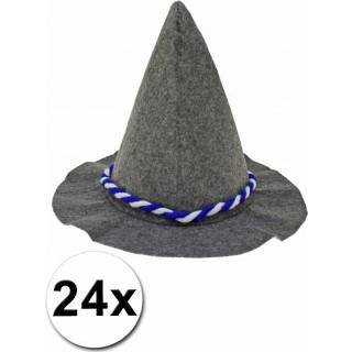 👉 Oktoberfest hoed blauw wit grijs touw polyester volwassenen 24 hoedjes met en