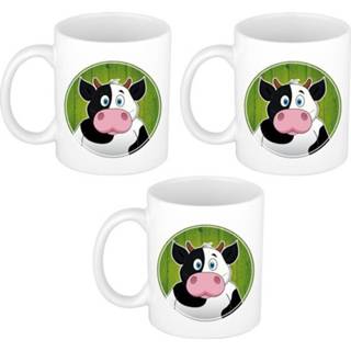 👉 Koffiemok kinderen Voordeelset van 3x stuks koe print theebeker / 300 ml