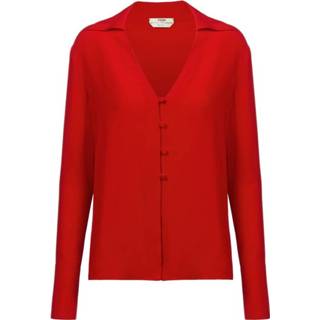 👉 Blous vrouwen rood Silk blouse