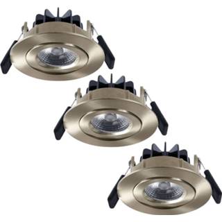 👉 Inbouwspot staal aluminium RVS Set van 3 LED Inbouwspots Salerno Roestvrij 8 Watt 2700K IP44 kantelbaar 8720364407285