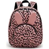 👉 Kinderrugtas roze neopreen kinderen meisjes / rugzak schooltas - meisje bunny konijn pink leopard luipaard panter 16 liter 36 cm 8719689799540