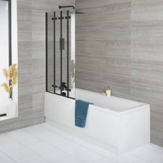 👉 Ligbad wit zwarte acryl modern zwart exton douchebaden met Inklapbare Badwand en Voorpaneel | Kies de Afmeting 5051752960659