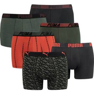 👉 Boxershort donkergroen rood elastaan s|m|l|xl male groen Puma 6-pack boxershorts - army green/rood