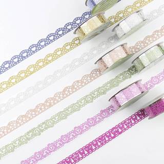 👉 Masking tape 1 Roll Creative Glitter DIY Washi Self-adhesive Lace Ribbons Sticker Student Scrapbooking Decoration