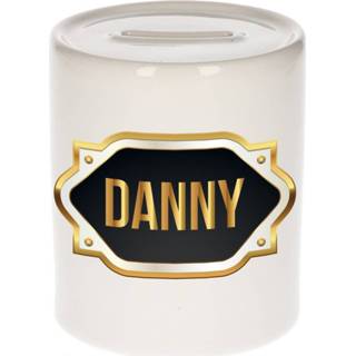 Naam cadeau spaarpot Danny met gouden embleem mannen Spaarpot gouden mannen Naam cadeau Danny met embleem
