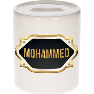 👉 Spaarpot gouden mannen Naam cadeau Mohammed met embleem