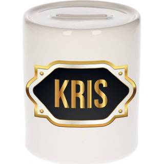Naam cadeau spaarpot Kris met gouden embleem mannen Spaarpot gouden mannen Naam cadeau Kris met embleem