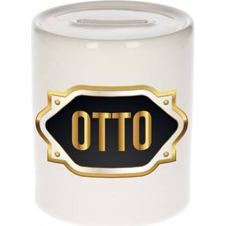 👉 Spaarpot gouden mannen Naam cadeau Otto met embleem