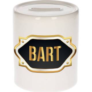 👉 Spaarpot gouden mannen Naam cadeau Bart met embleem