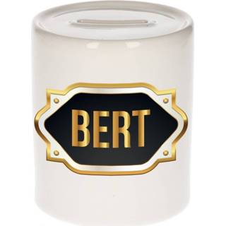 👉 Spaarpot gouden mannen Naam cadeau Bert met embleem