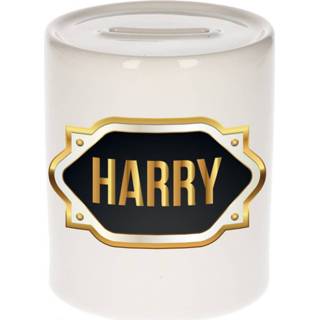 👉 Spaarpot gouden mannen Naam cadeau Harry met embleem