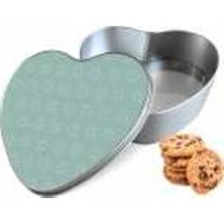 👉 Koektrommel woon accessoires hart zonnen wit aluminium - Bewaarblik 14x15x5 cm 8720329458895