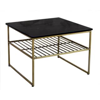 👉 Salontafel zwart marmer goud LivingFurn 'Dian' kleur / Goud, 55 x 55cm