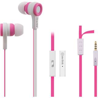 👉 AV: Link Rubberised Tangle Free Cable Earphones with Mic - White/Pink