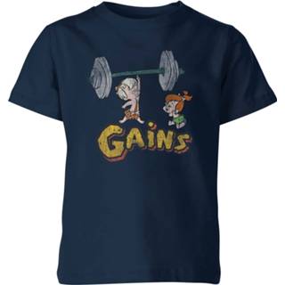 👉 Shirt s unisex Navy Blauw kinderen The Flintstones Bamm-Bamm Gains Distressed Kinder T-shirt - 110/116 (5-6 jaar) 5059478180535