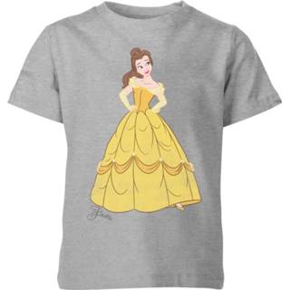 👉 Shirt grijs XS unisex kinderen Disney Belle en het Beest Prinses Kinder T-Shirt - 98/104 (3-4 jaar) 5056253866356