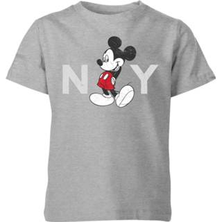 👉 Shirt XS unisex grijs kinderen Disney Mickey Mouse NY Kinder T-Shirt - 98/104 (3-4 jaar) 5056253869401