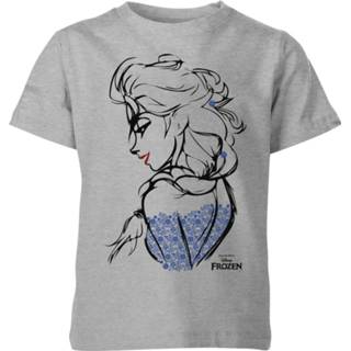 👉 Shirt unisex XS grijs kinderen Frozen Elsa Sketch Kinder T-shirt - 98/104 (3-4 jaar) 5059478222037