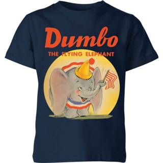 👉 Shirt unisex XS Navy Blauw kinderen Dombo Flying Elephant Kinder T-shirt - 98/104 (3-4 jaar) 5059478267762