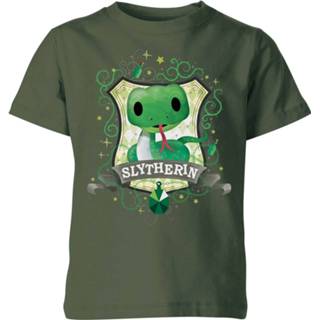 👉 Shirt donkergroen XS unisex Forest Green kinderen Harry Potter Kids Slytherin Crest Kids' T-Shirt - 3-4 Years