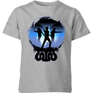 👉 Shirt XS grijs unisex kinderen Harry Potter Silhouette Attack Kinder T-shirt - 98/104 (3-4 jaar) 5059478227285