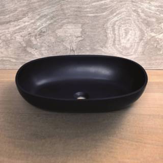 👉 Opzetwastafel antraciet solid surface ovaal zonder waste primo Luca Sanitair 57x38x13.5 8719304720744