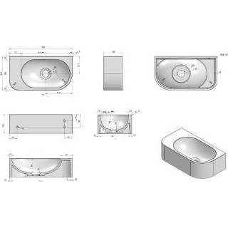 👉 Fontein solid surface antraciet primo combinatievorm Luca Sanitair Wand 40x21.5x12 cm Zonder Kraangat Links 8719304720775