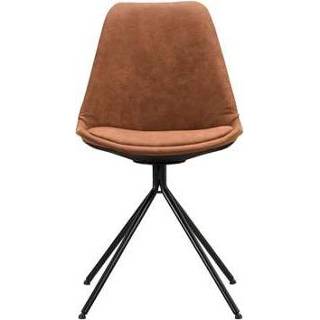 👉 Eetkamerstoel zwart stof metaal Stof#Metaal bruin Senja - Cowboy cognac Leen Bakker 8714901746357