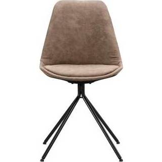 👉 Eetkamerstoel zwart stof metaal Metaal#Stof bruin Senja - Cowboy mokka Leen Bakker 8714901746340